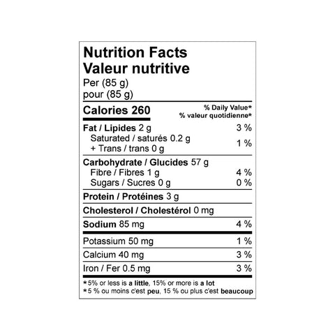 valeurs nutritives de l'orzo sans gluten