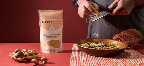 Recette de risotto aux champignons fait avec l'orzo sans gluten